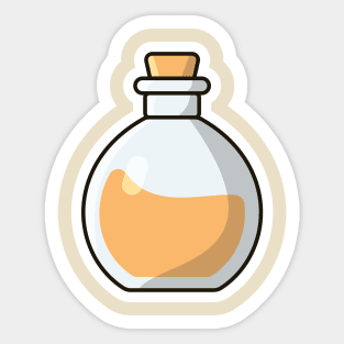 Witch Potion Bottle Sticker vector illustration. Science object icon concept. Halloween potion icon. Halloween drink sticker design. Bottle of Green Poison sticker vector design. Sticker